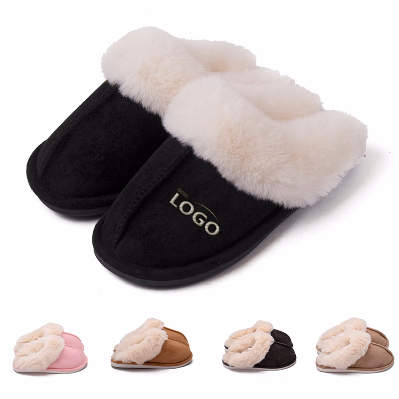 Soft Plush Slippers with Custom Embroidery