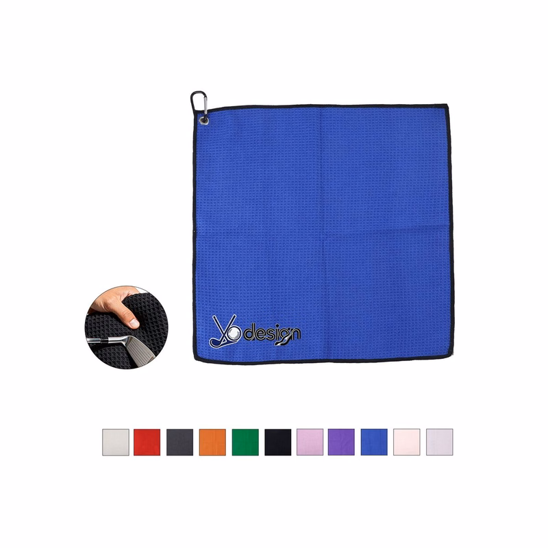 Durable Waffle Knit Golf Towel with Carabiner Clip