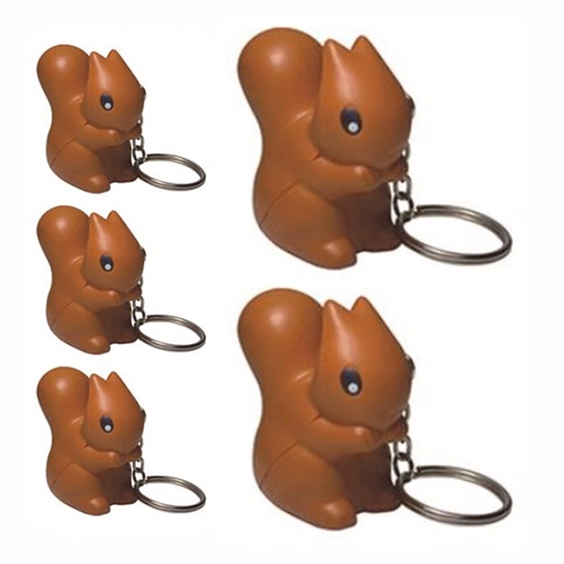 Squirrel Shaped Stress Reliever With Keychain