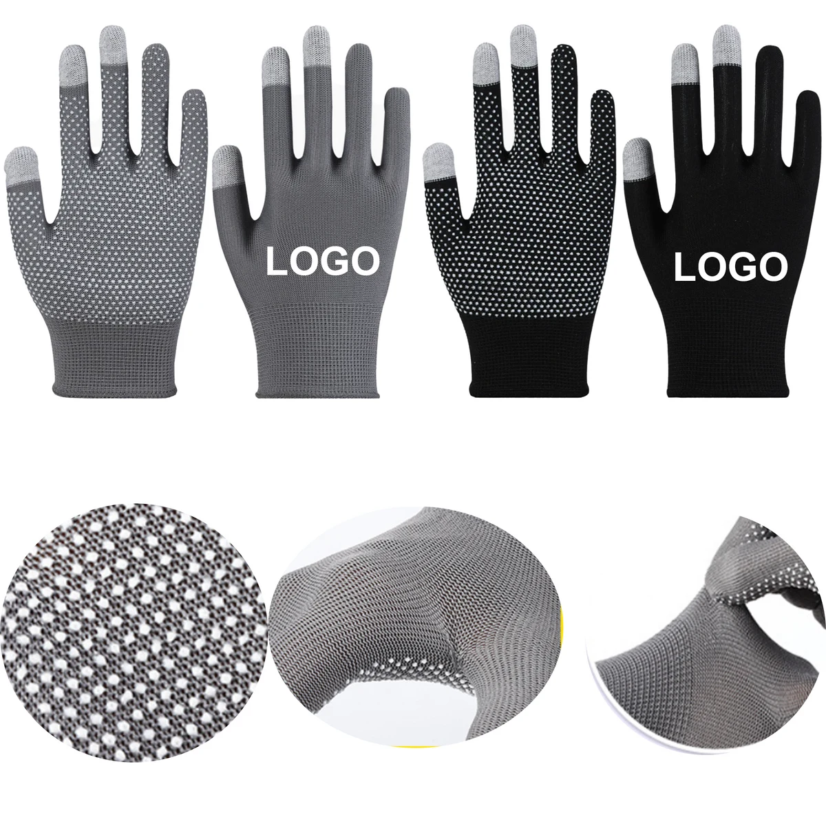 Compact Touchscreen Anti-Slip Winter Nylon Glue-On Gloves 1