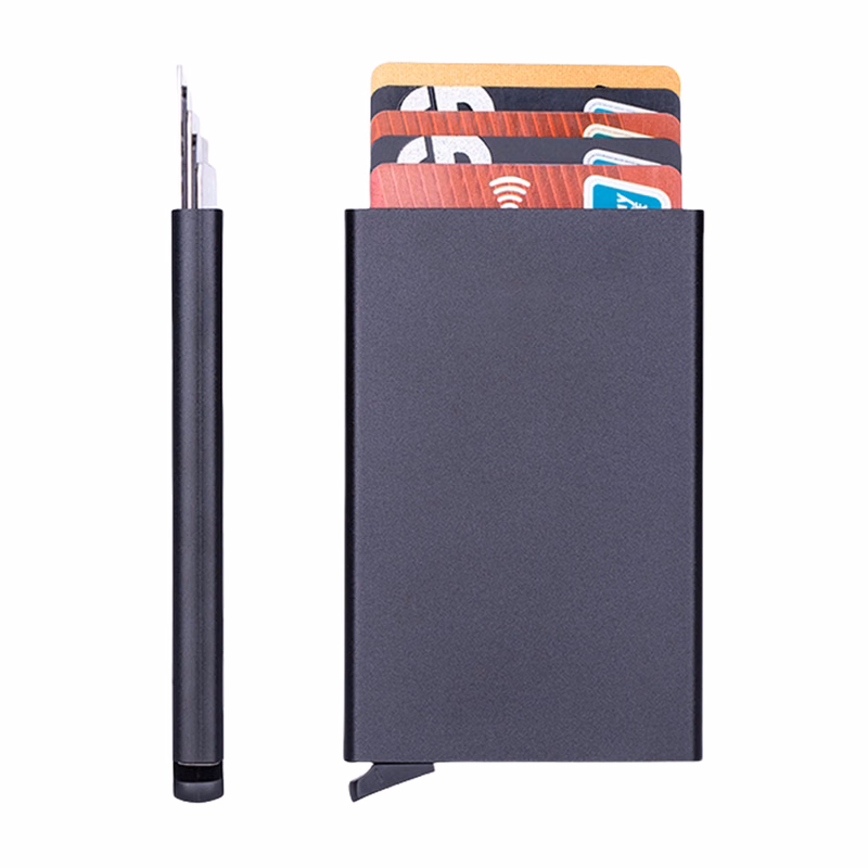 Anti-Magnetic RFID Blocking Automatic Pop-Up Card Holder for ID Credit Cards