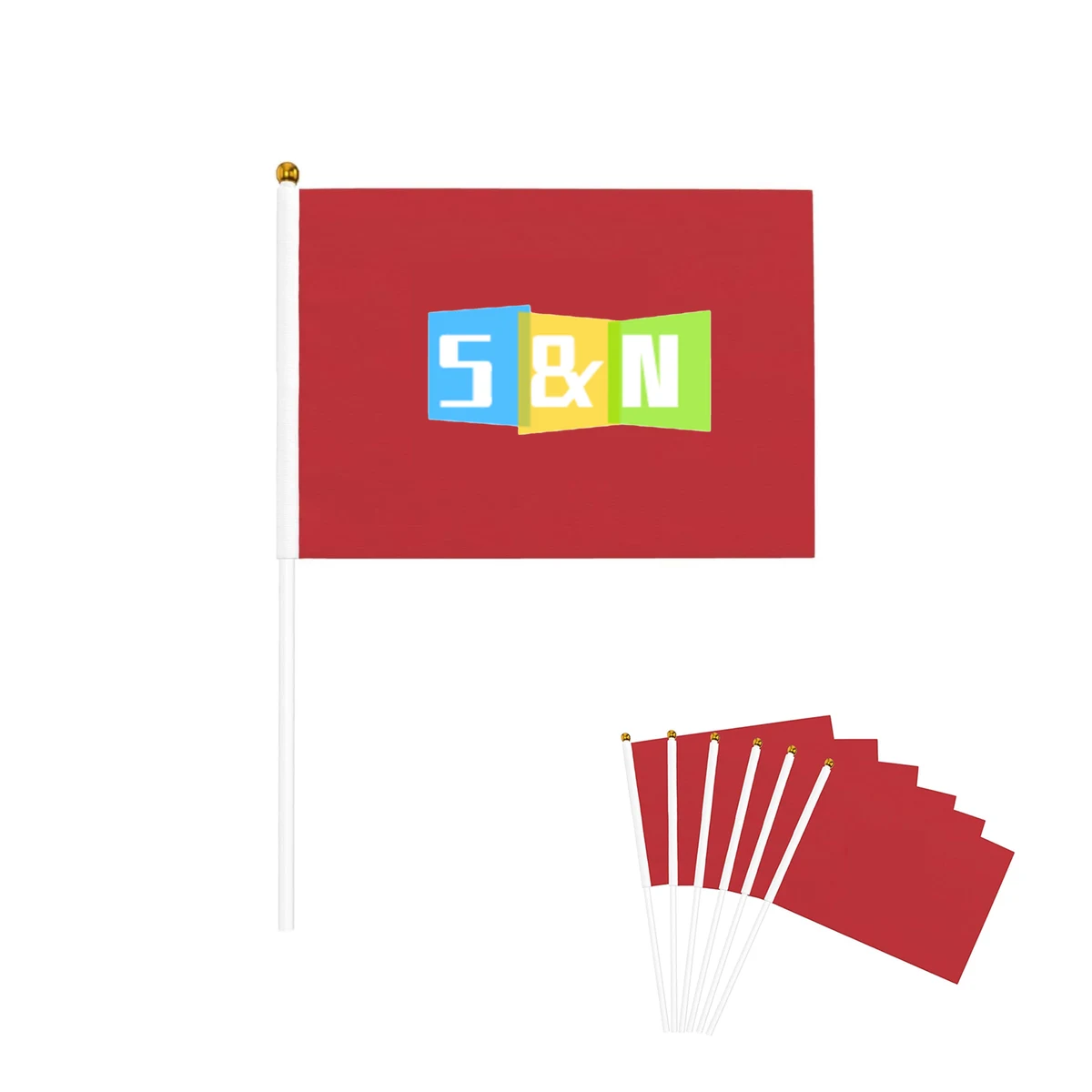 Full Color 8.3 Inch Polyester Hand Flag 1