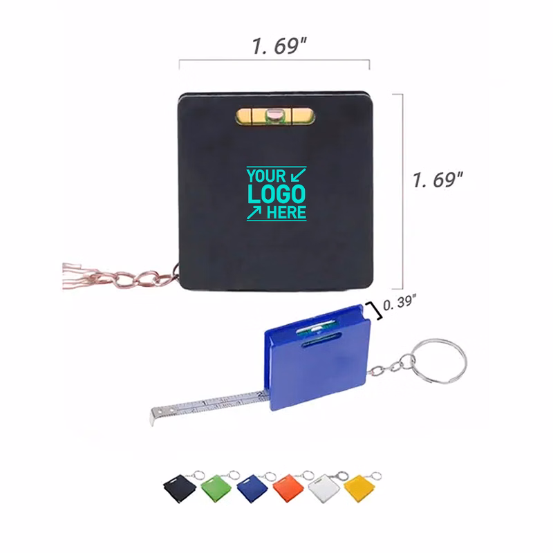 Mini Tape Measure Keychain with Built-in Level