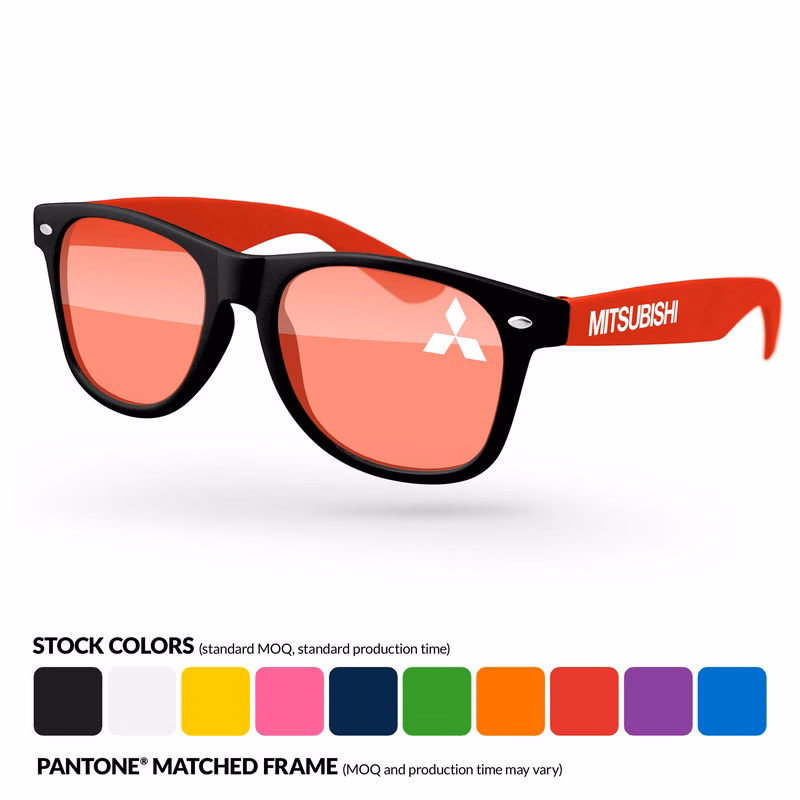 2-Tone Retro Sunglasses w/ 1 Color Lens & Temple Imprints