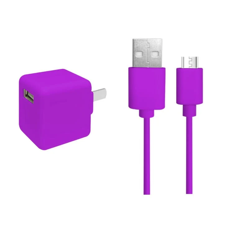 2-in-1 Micro USB & AC Adaptor Set - Purple 4' 1