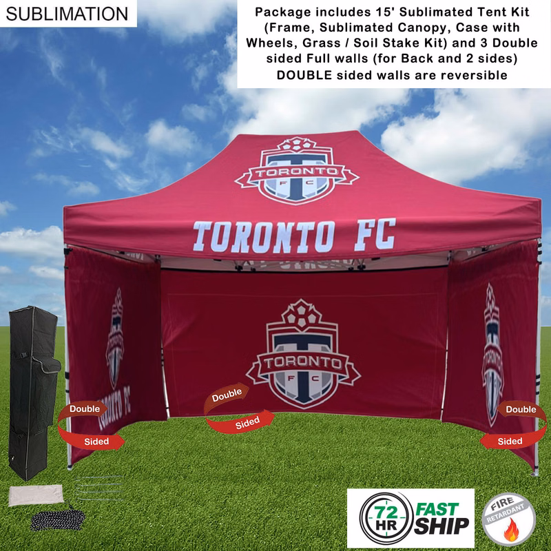 72Hr Fast Ship - Full Privacy Tent Package, 15' Tent kit, 3 DOUBLE sided Full walls (back & 2 sides)
