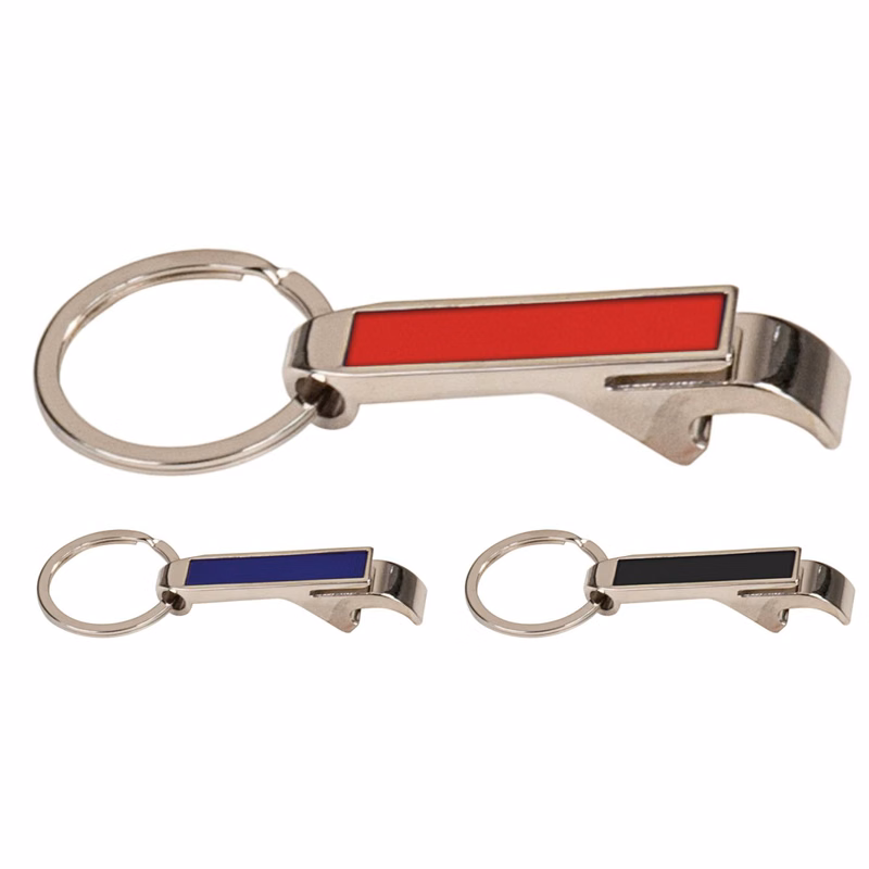 2 1/2" Black Laserable Bottle Opener Keychain