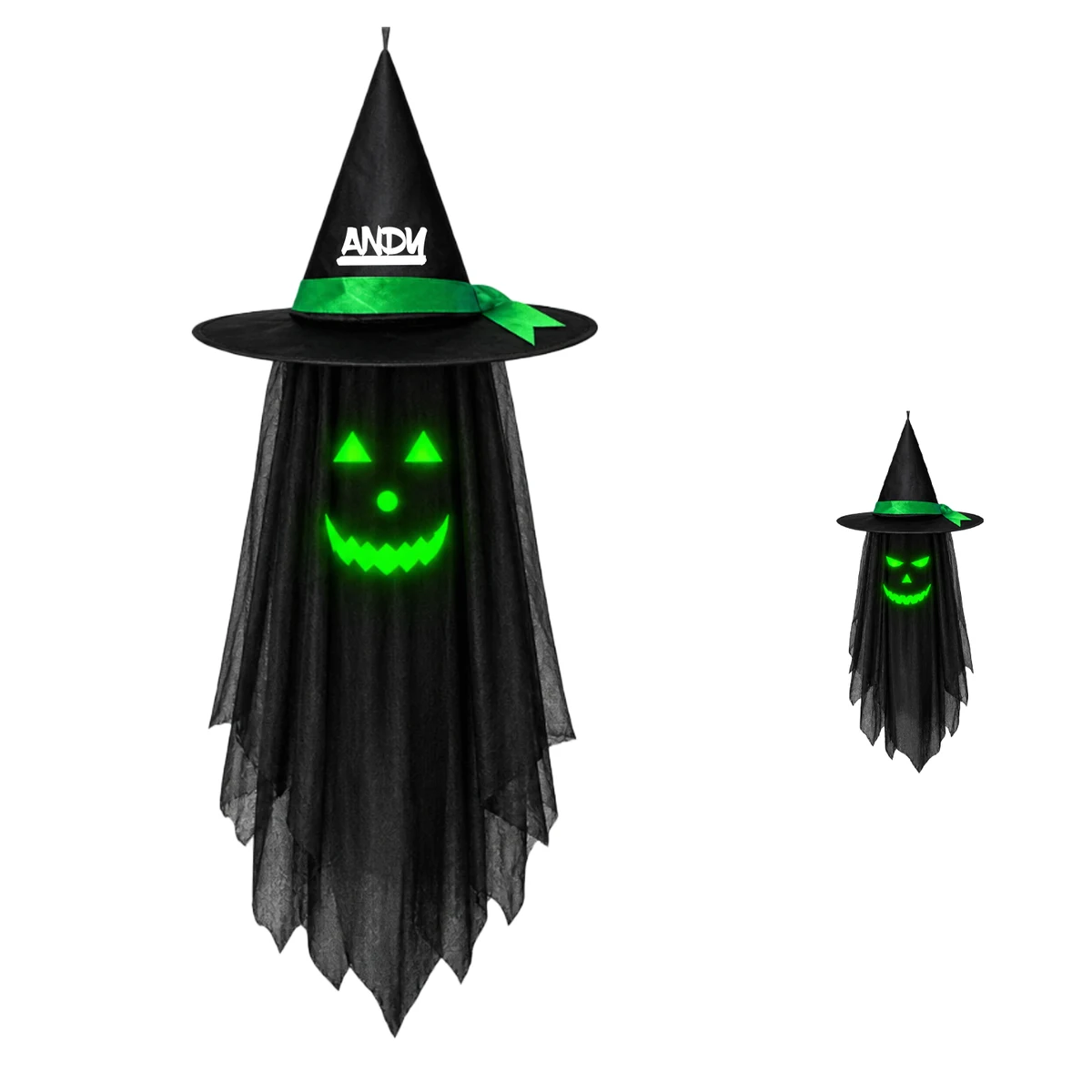 Halloween Hanging Ghost Luminous Wizard Hat Decoration 1