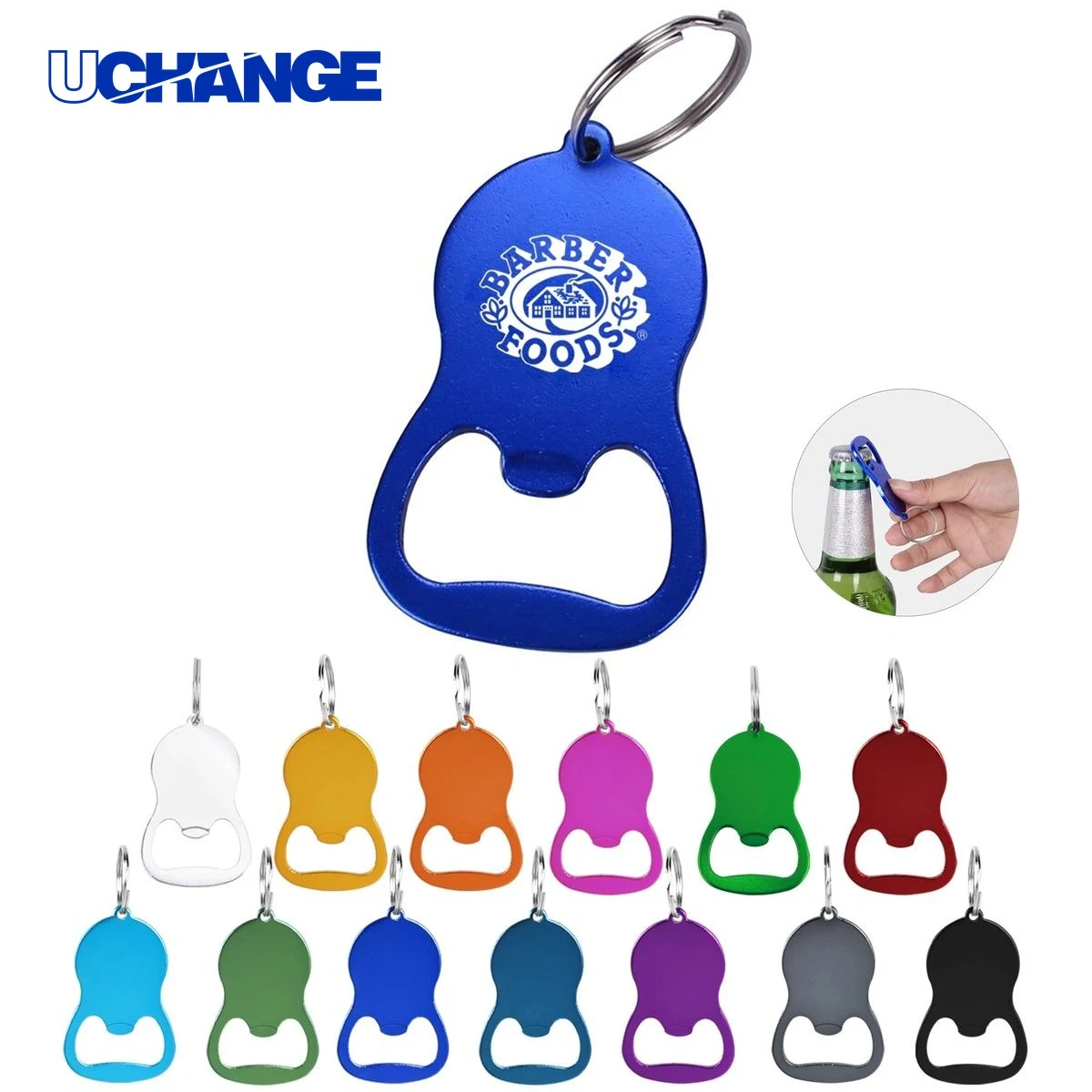 Oval Metal Bottle Opener Keychain Slim Bar Tool 1