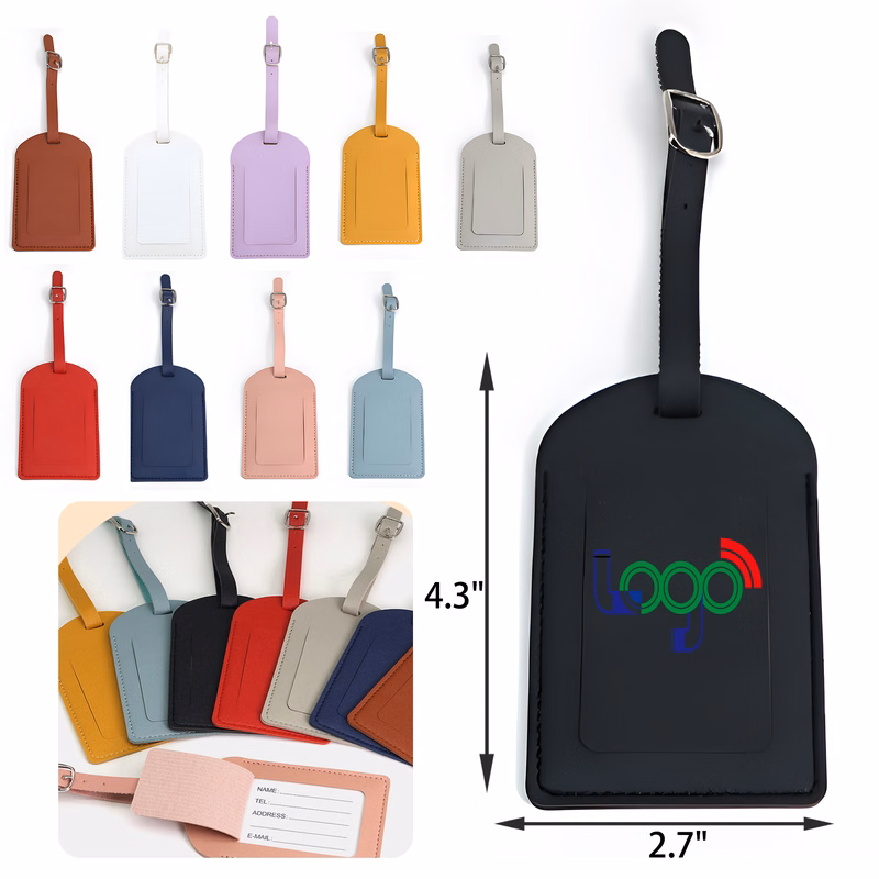 MOQ 50 PCS PU Durable Leather Luggage Name Tag