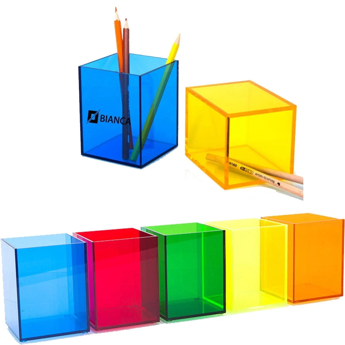Desktop Colorful Transparent Acrylic Pen Holder 1