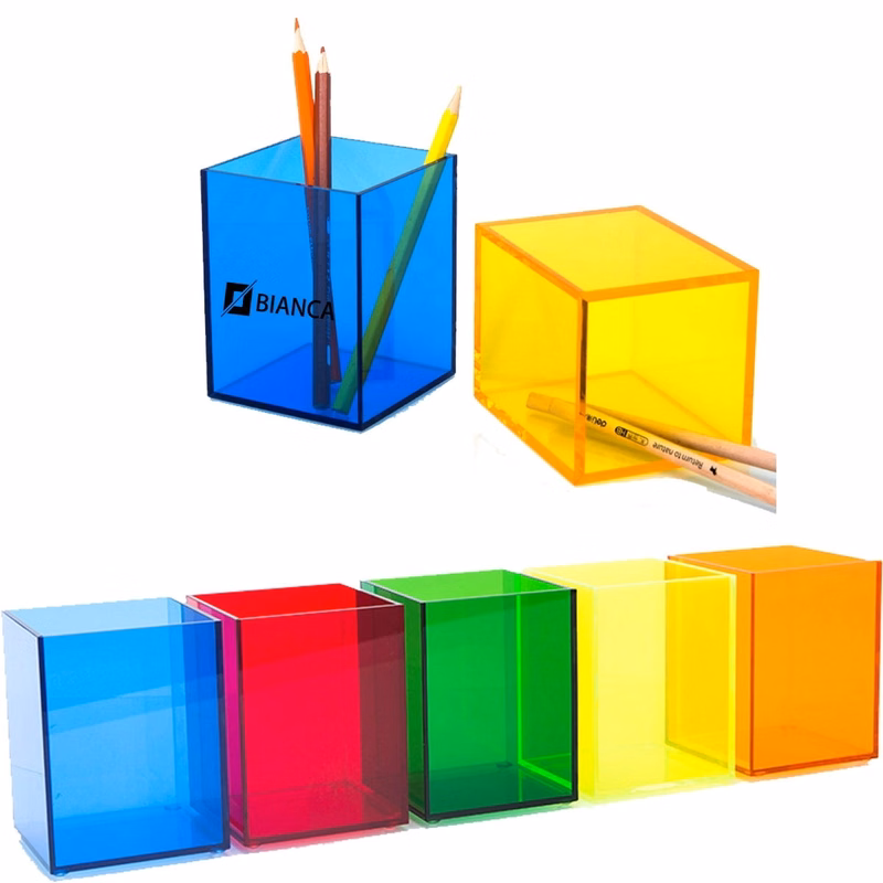 Desktop Colorful Transparent Acrylic Pen Holder