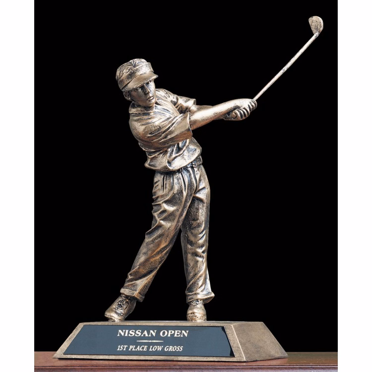 10" Antique Gold Resin Golfer Trophy