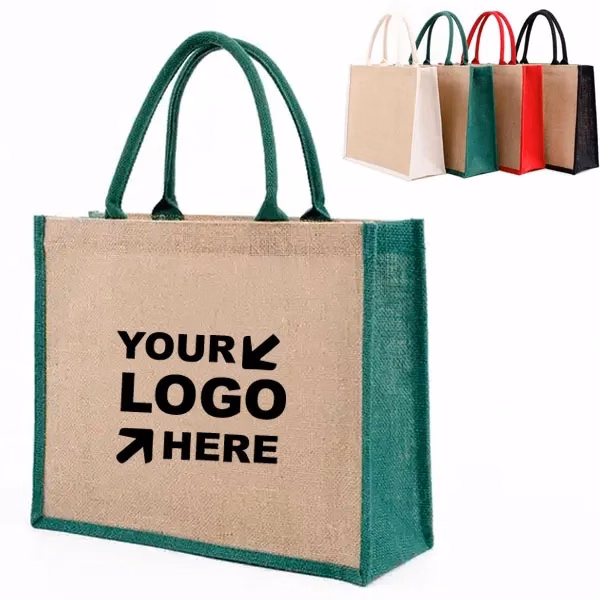 Two Tone Gusset Jute Tote Bag
