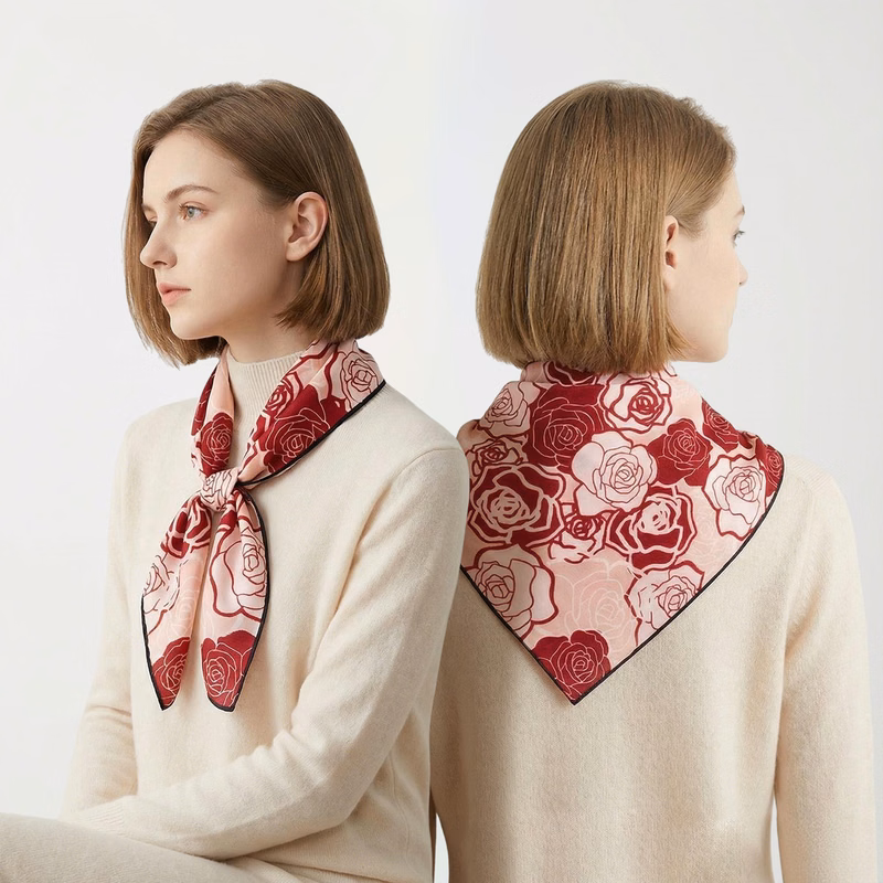 Polyester Women's Shawl with Silk-Wool Texture