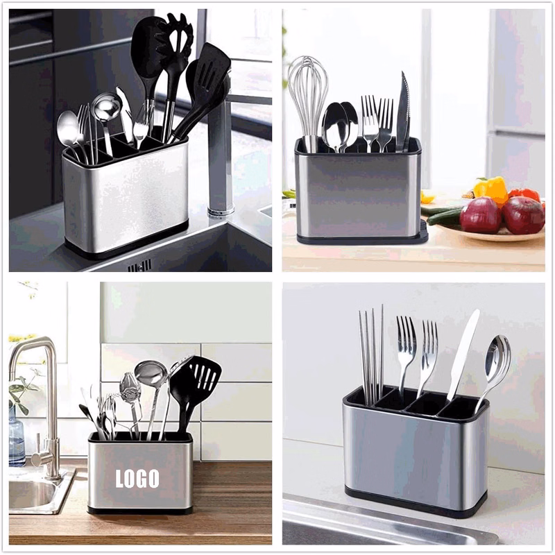 Stainless Steel Cutlery Bucket / Kitchen Utensil Holder