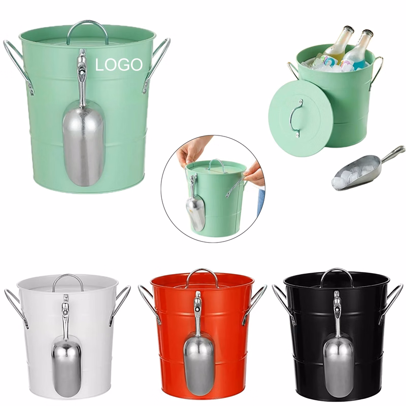 Metal Ice Bucket with Scoop and Lid