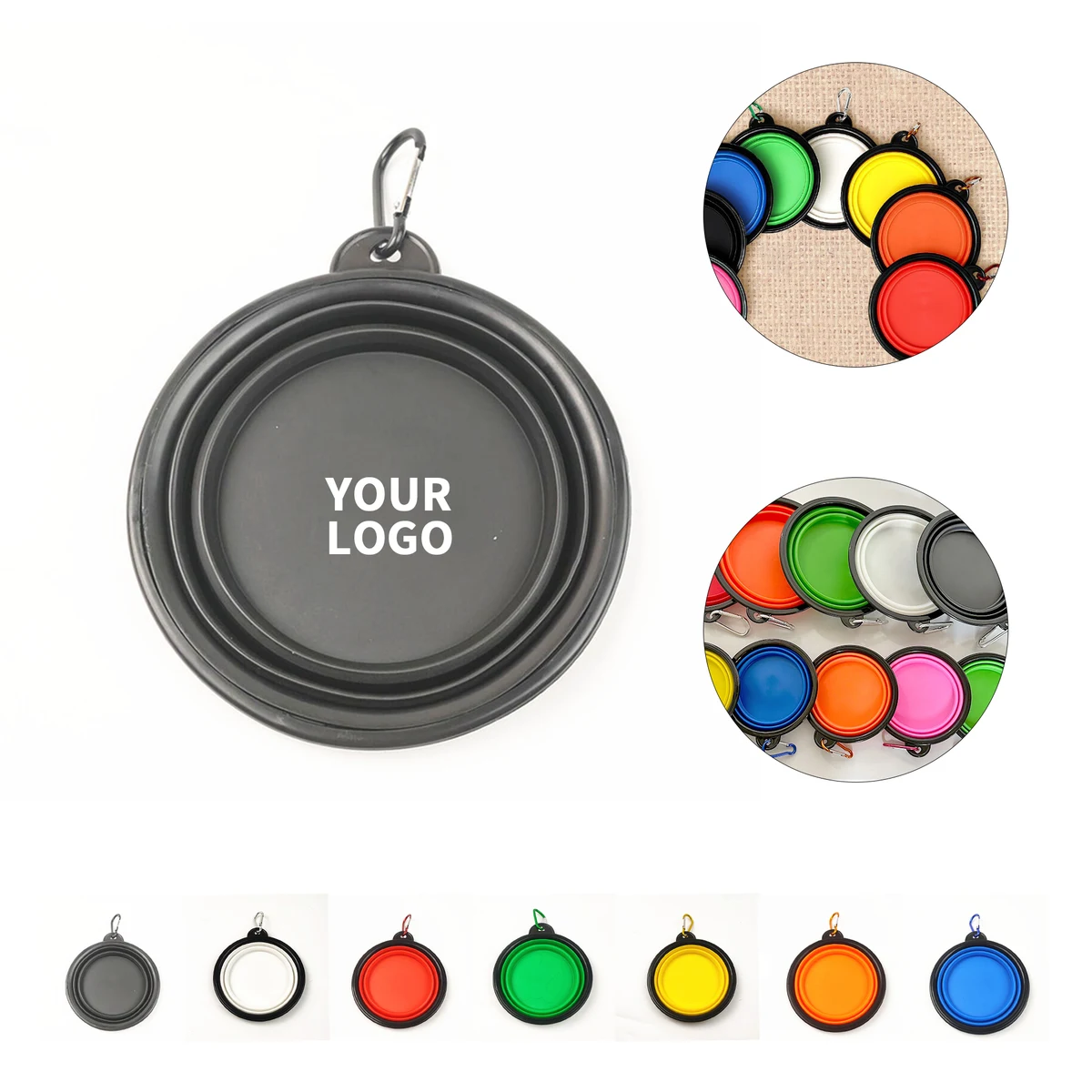 Collapsible Thermoplastic Elastomer Pet Bowl With Carabiner 1