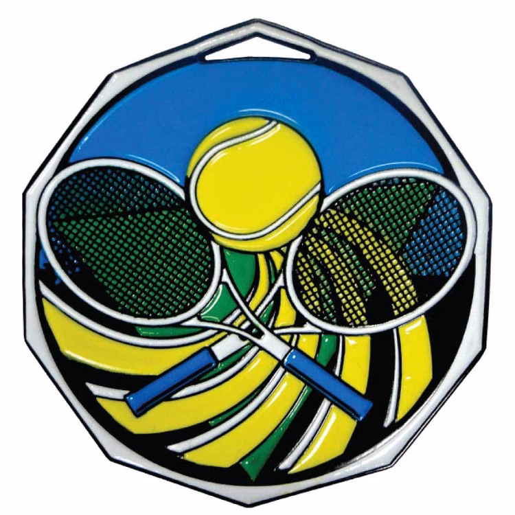Tennis Decagon Colored Medallion (2")