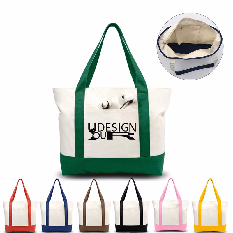 12 Oz Cotton Canvas Tote Bag Front Open Pocket