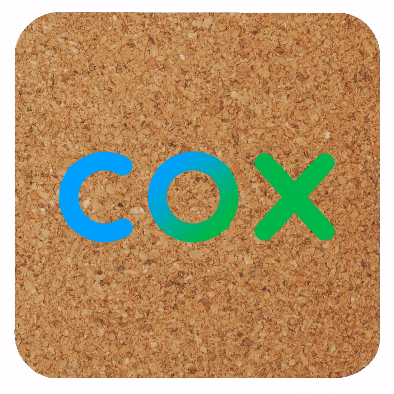 Cork Brown Coaster, 4" Square, Digital