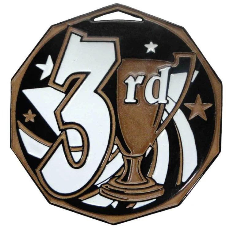 3rd Place Decagon Colored Medallion (2") 1