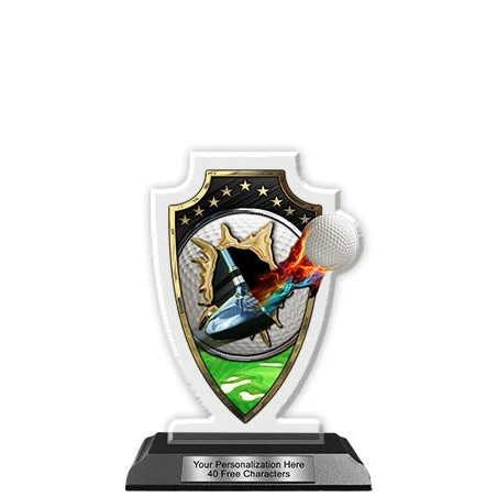 Acrylic Trophy: 6" Arrow Head, Golf Field Design, 1