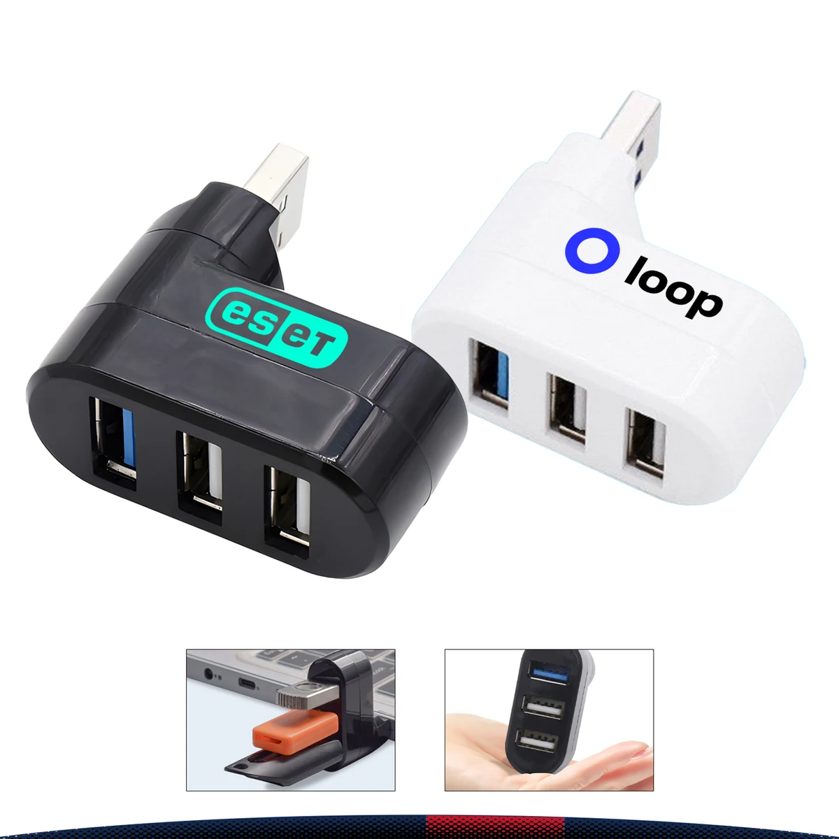 Darell Rotatable 3-Port USB Hub 1