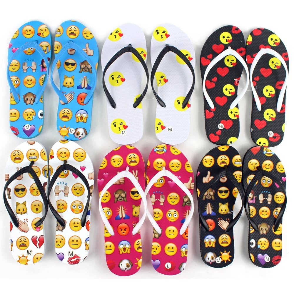 Women's Flip Flops - Emoji Print Sizes 5-11 1