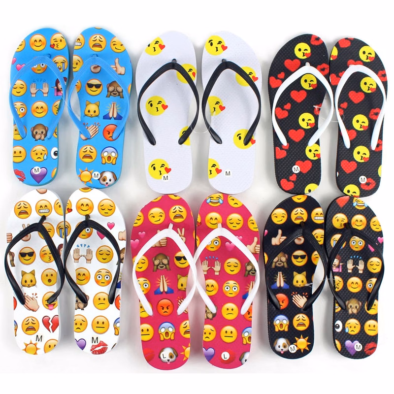 Women's Flip Flops - Emoji Print Sizes 5-11