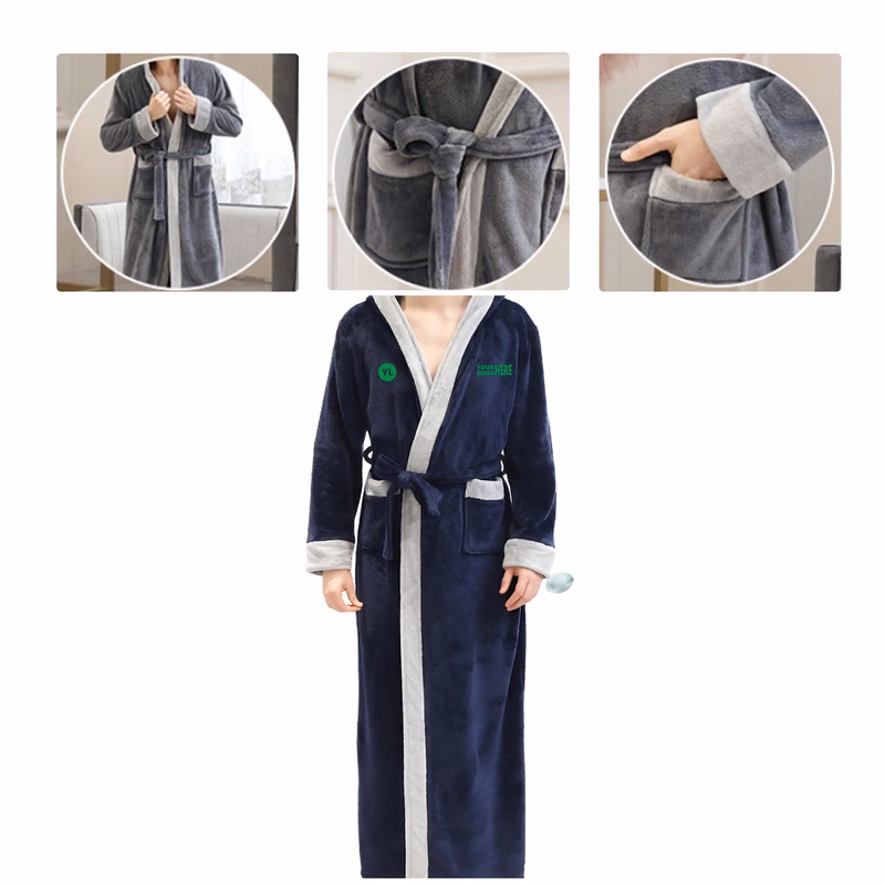 MOQ50 Personalized Flannel Hooded Bathrobe