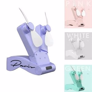 Dual-head Rechargeable Portable Foldable Mini Fan