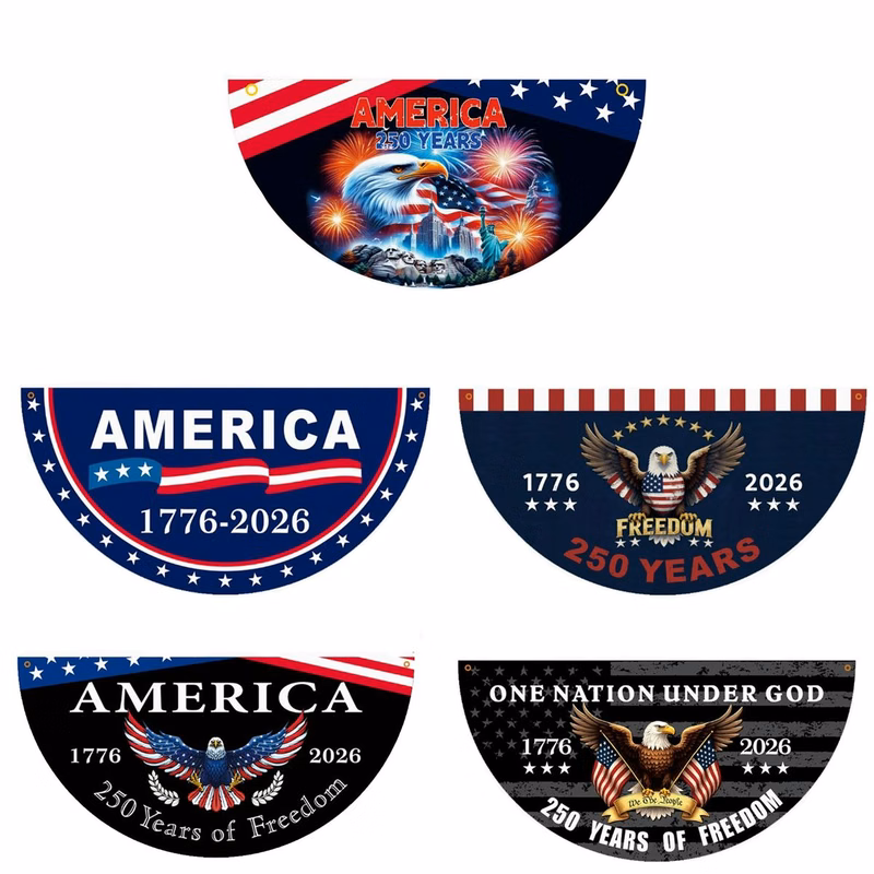 USA 250th Anniversary Half Moon Fan Flag Outdoor Banner