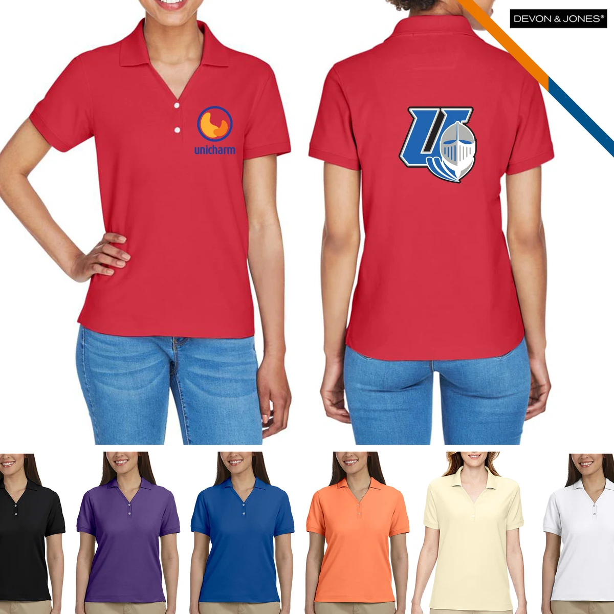 Devon & Jones® Ladies' Y-Collar Polo Shirts 1