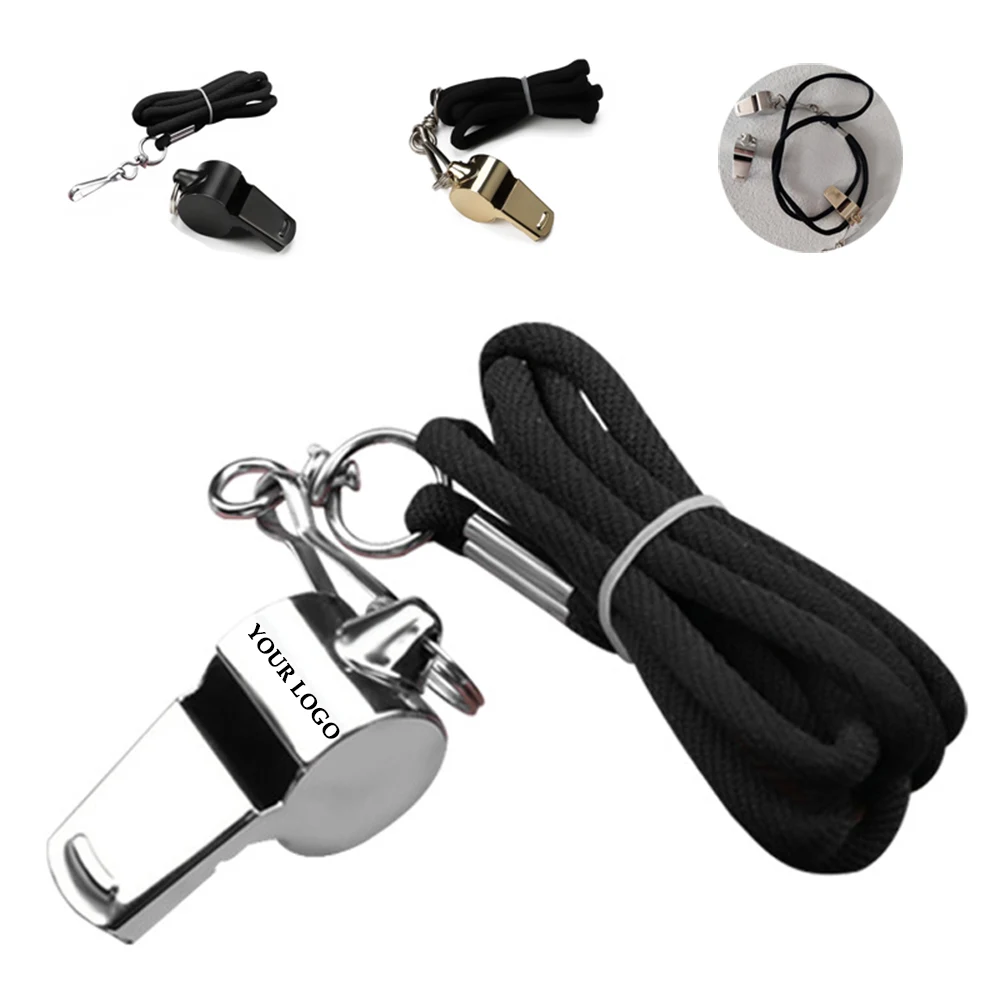 Stainless Steel Sports Metal Whistles with Lanyard 1