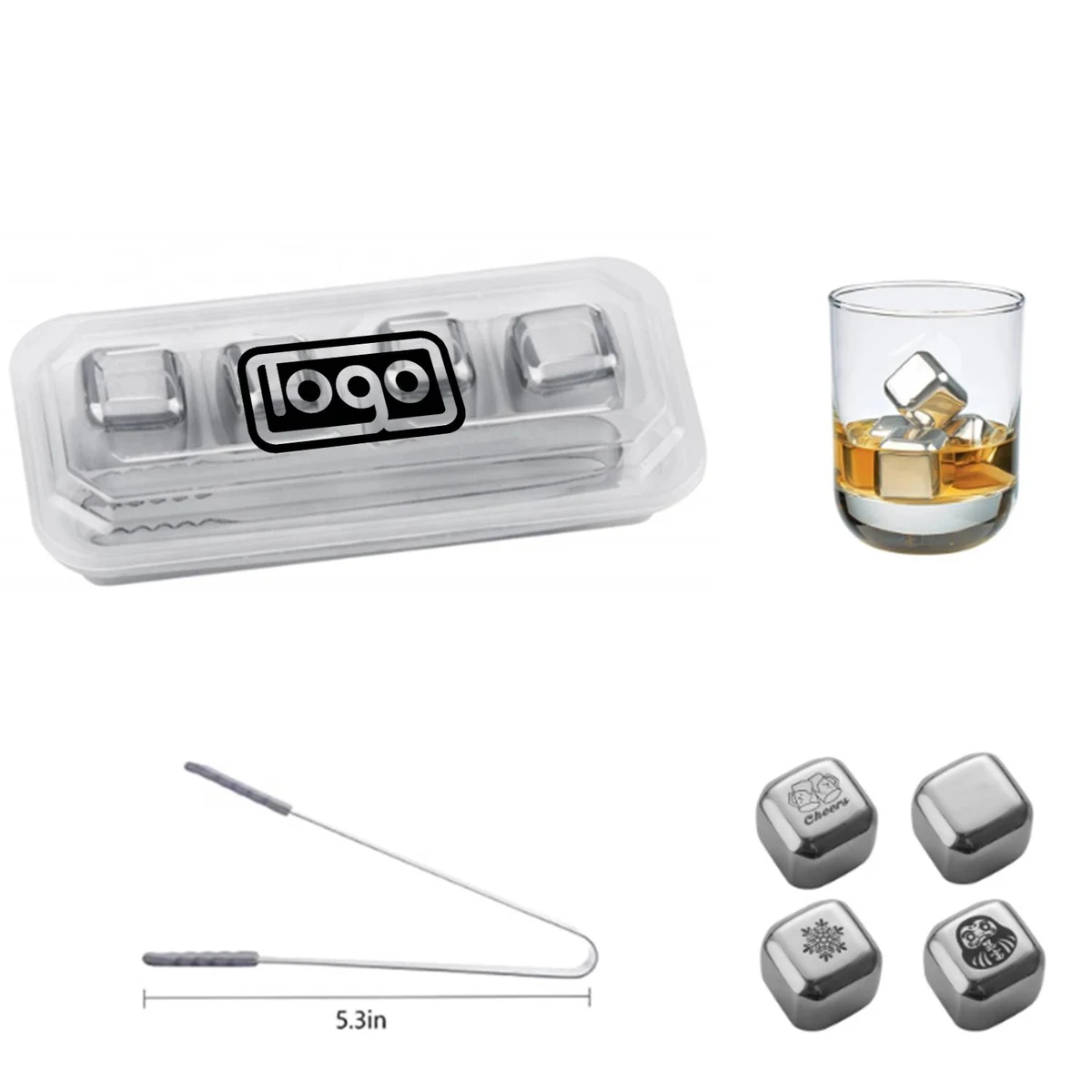 Stainless Steel Whiskey Ice Cubes Kits 1
