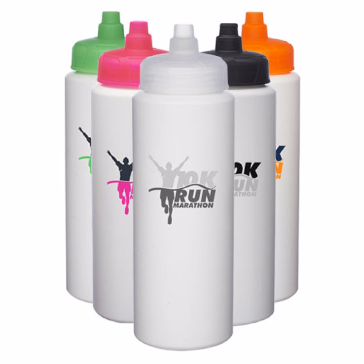 32 oz. HDPE Plastic Water Bottles with Quick Shot Lid - USA Made - BPA Free