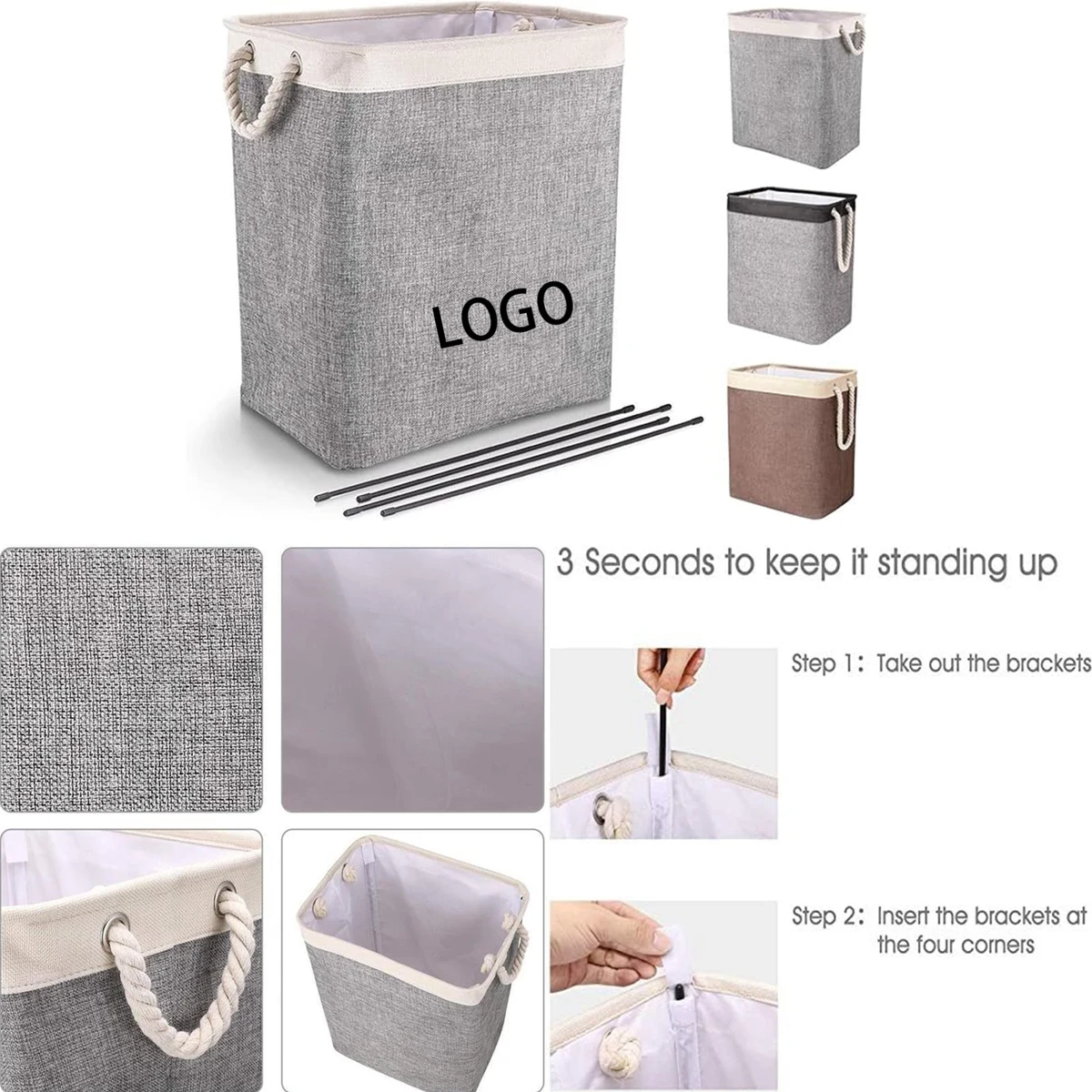 65L Laundry Basket with Handles 1
