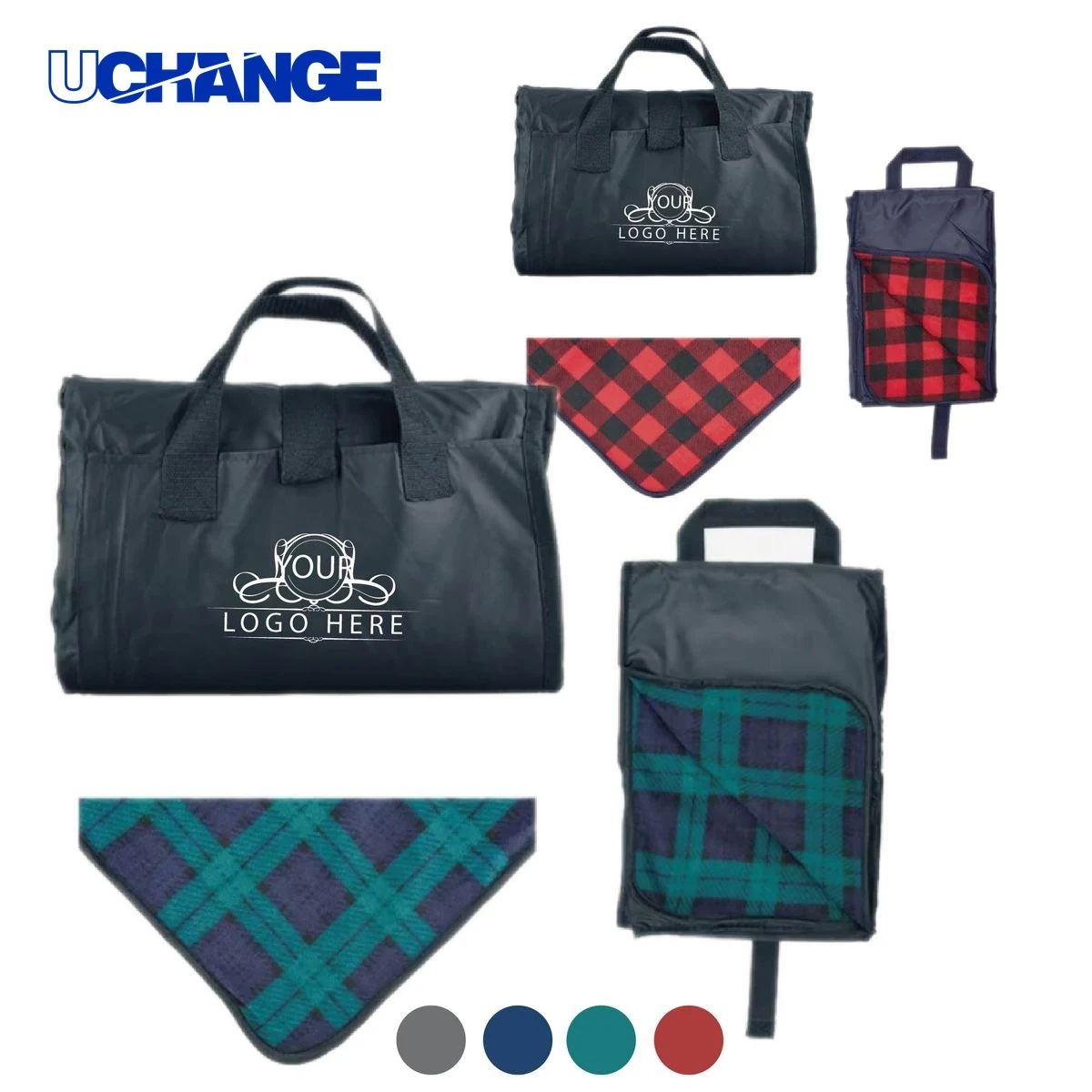 Polar Fleece Oxford Picnic Blanket Throw 1