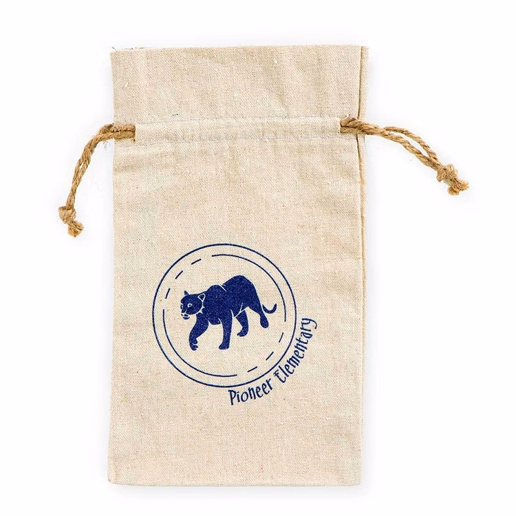 REBEL Rough 100% Natural Cotton Drawstring Bag w hemp drawstring 6x10" (LINEN TEXTURE)
