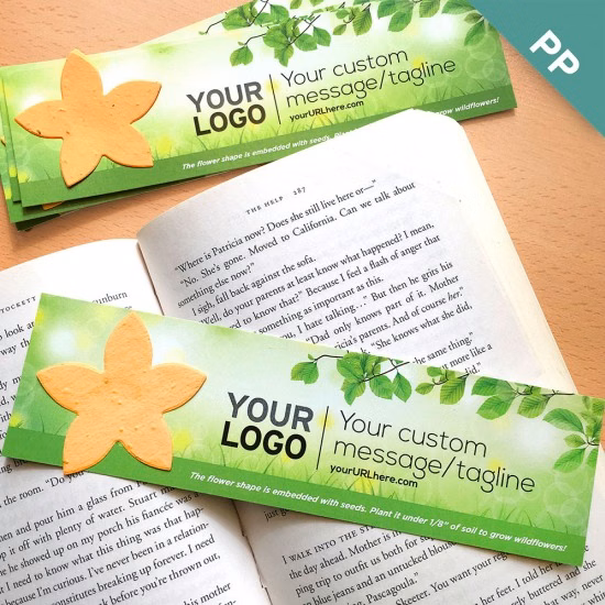 Grow Green Flower Shape Large Eco Bookmark