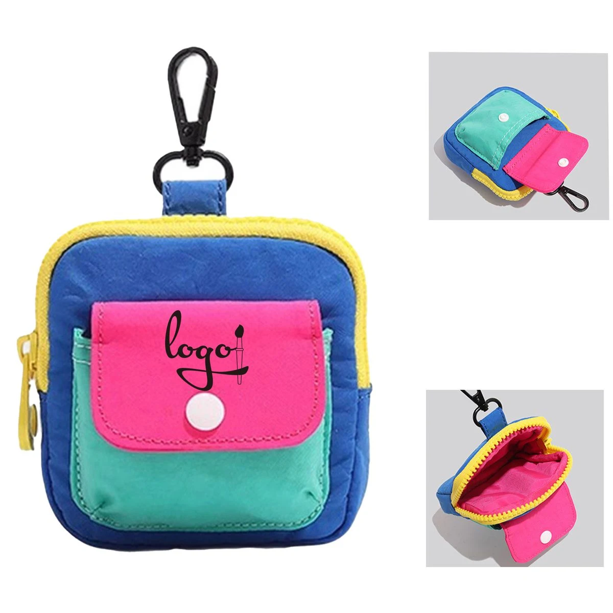 Mini Zipper Coin Purse With Clip 1