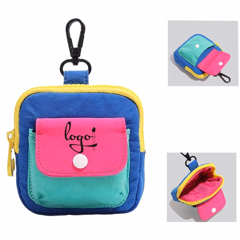 Mini Zipper Coin Purse With Clip