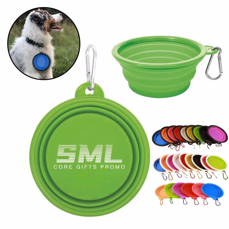 12oz Portable Collapsible Pet Bowl Carabiner Clip