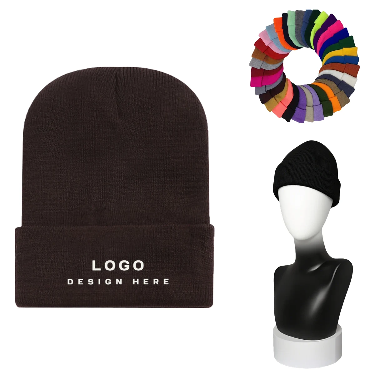 Embroidered Logo Knitted Hat 1