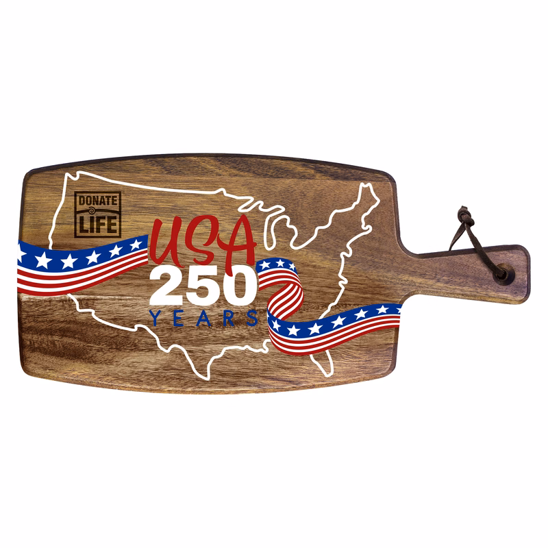Limited Edition USA 250th Anniversary UV Printed Acacia Paddle Cutting Board