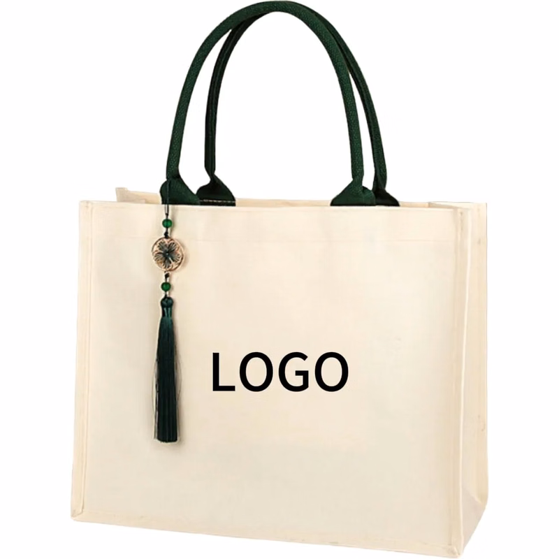 11.8" canvas tote bag with tassels