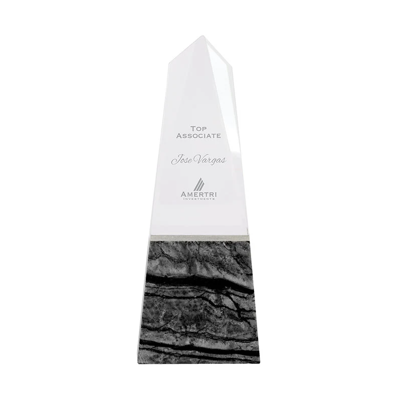 Deneb Crystal Obelisk with Marble Base 1