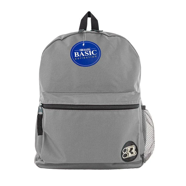 16" Basic Backpacks - Gray Mesh Pocket 1