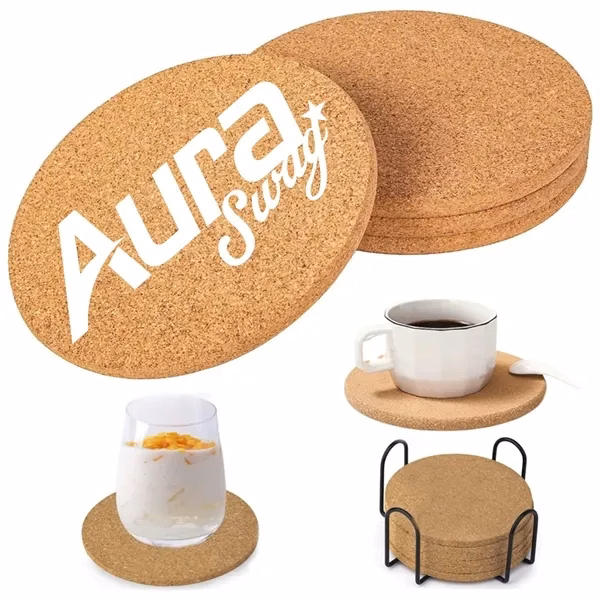 Custom Cork Coasters with Full-Color Logo Print — Sustainable Drink Protection